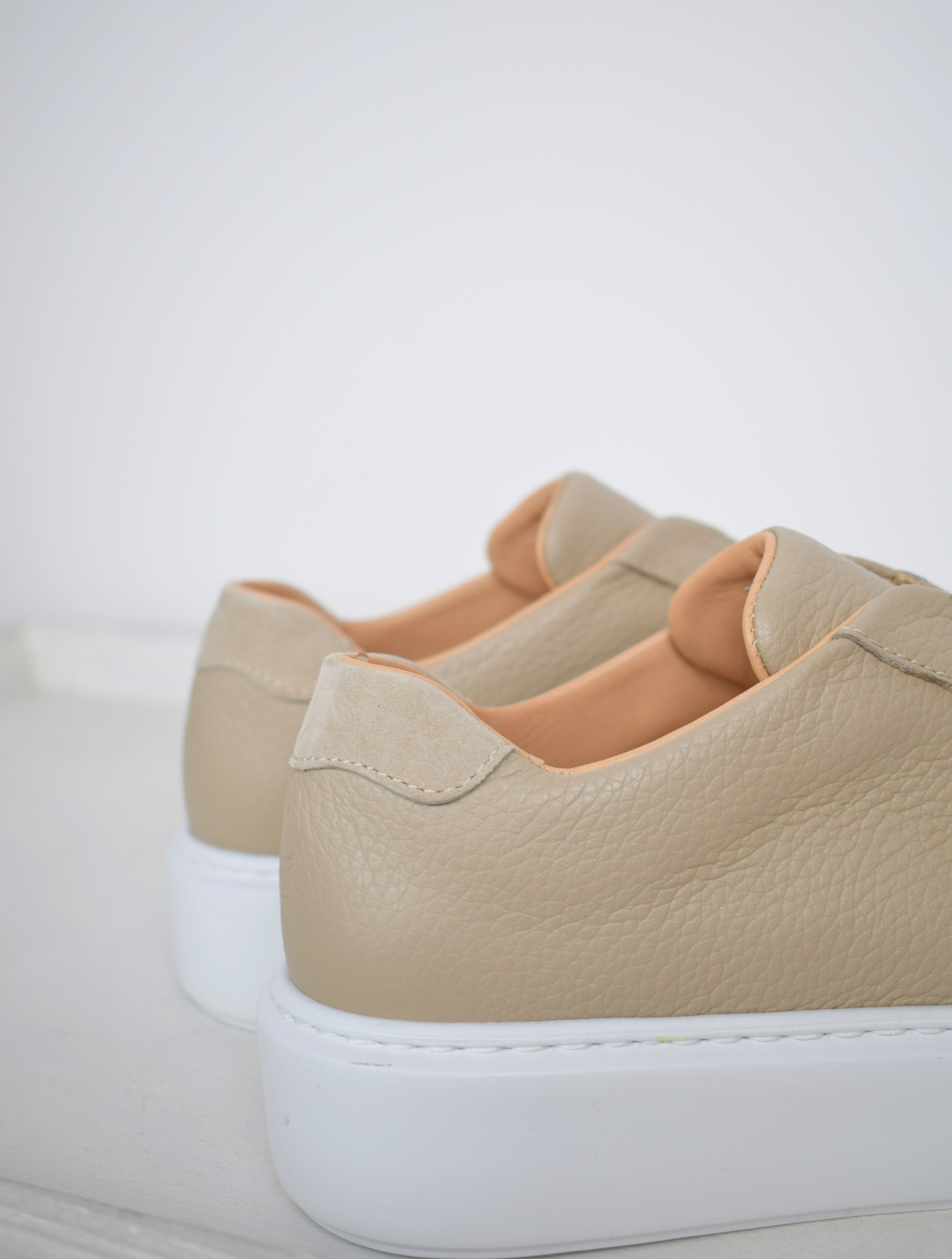 Slip on platform trainers in a biscuit colour