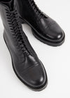 Black High rise lace up boots with inside zip fastening