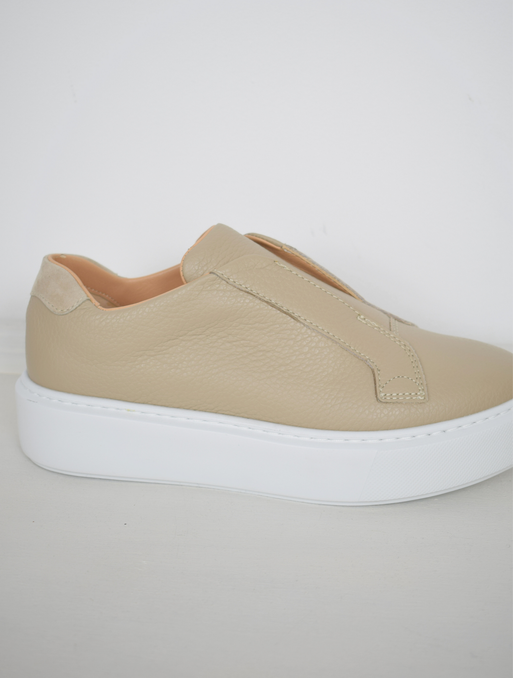 Slip on platform trainers in a biscuit colour