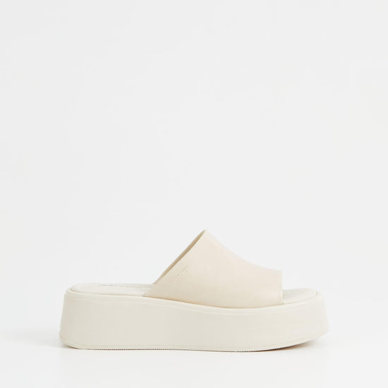 Cream chunky flatform leather slider