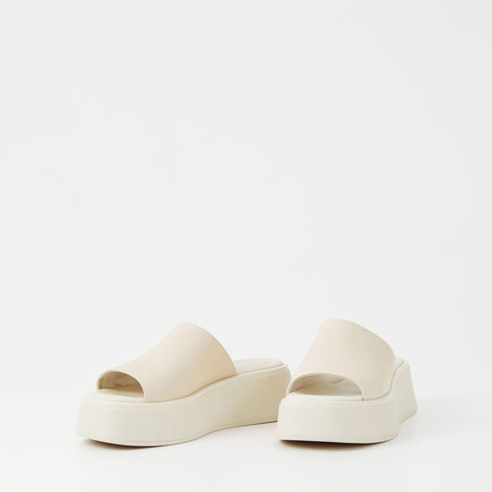 Cream chunky flatform leather slider