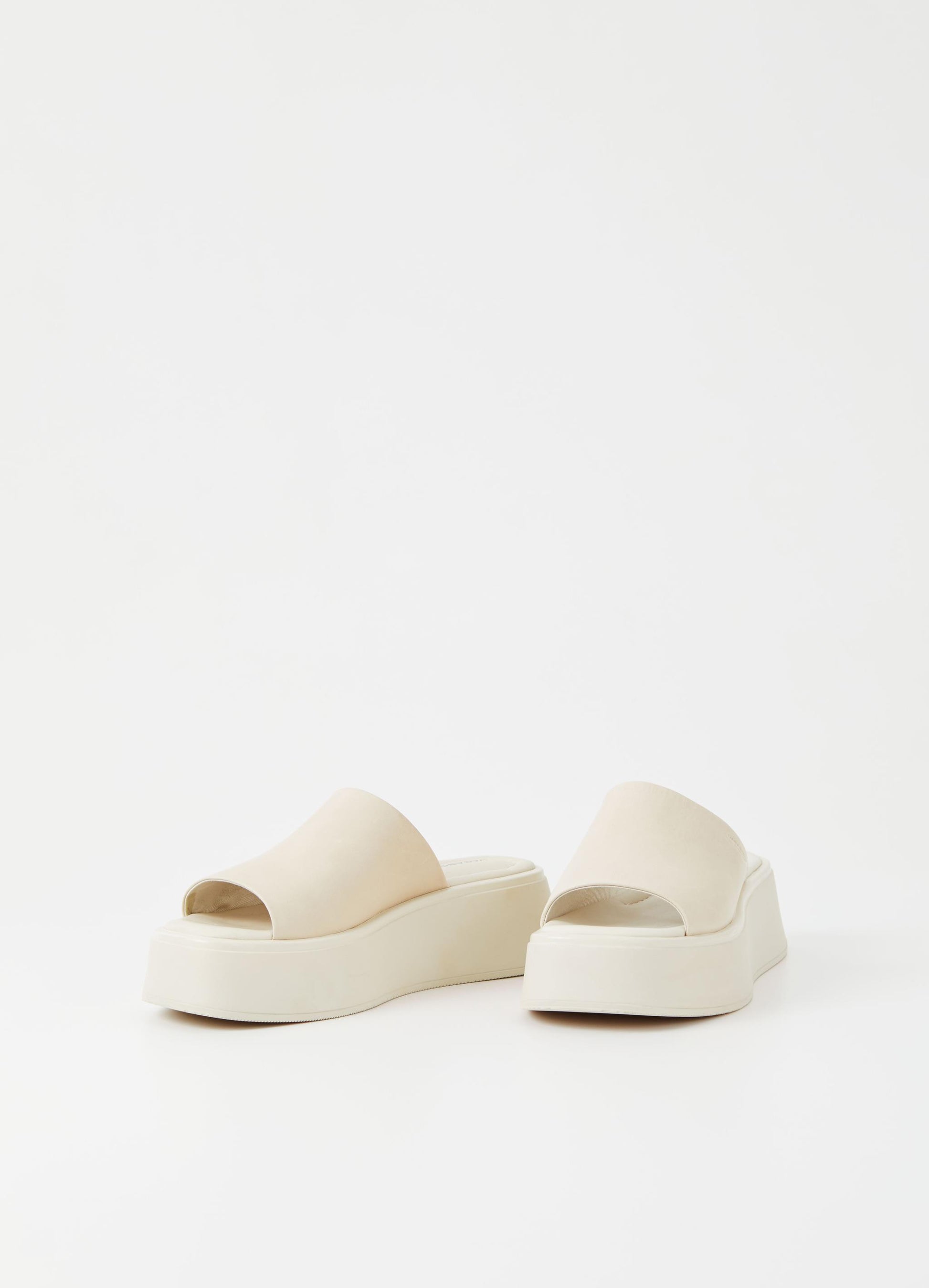 Cream chunky flatform leather slider