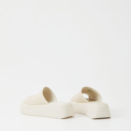 Cream chunky flatform leather slider