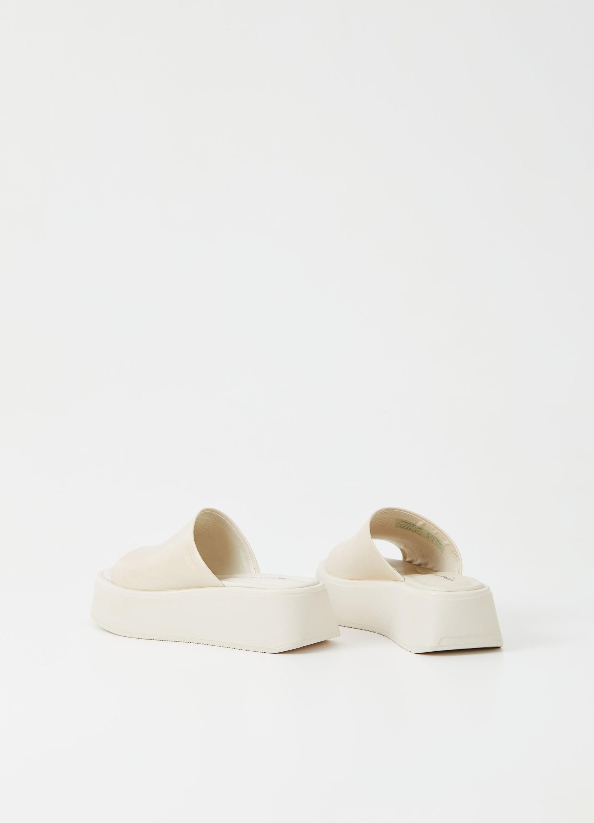 Cream chunky flatform leather slider