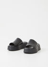 Black slider with a flat form rubber sole front view