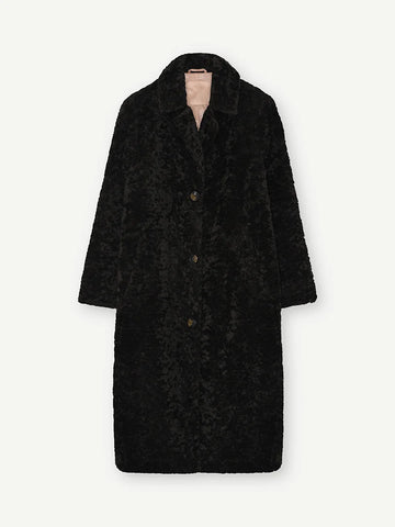 dark brown faux fur mid length coat 