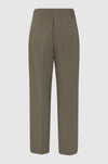Khaki taupe flat fronted wide leg trousers