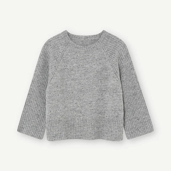 crew neck knit with rib detail sleeves