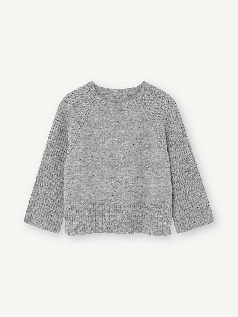 crew neck knit with rib detail sleeves