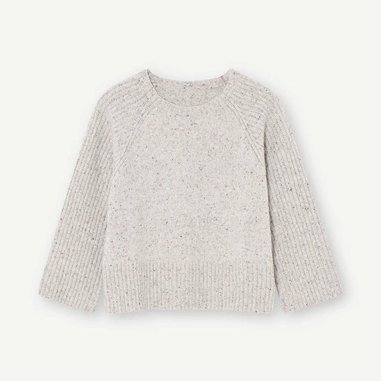 oatmeal jumper with rib detailing and bracelet length sleeves 