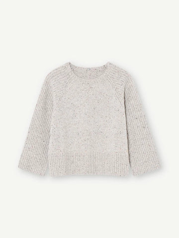 oatmeal jumper with rib detailing and bracelet length sleeves 