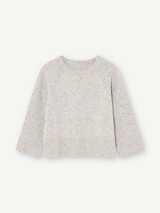 oatmeal jumper with rib detailing and bracelet length sleeves 