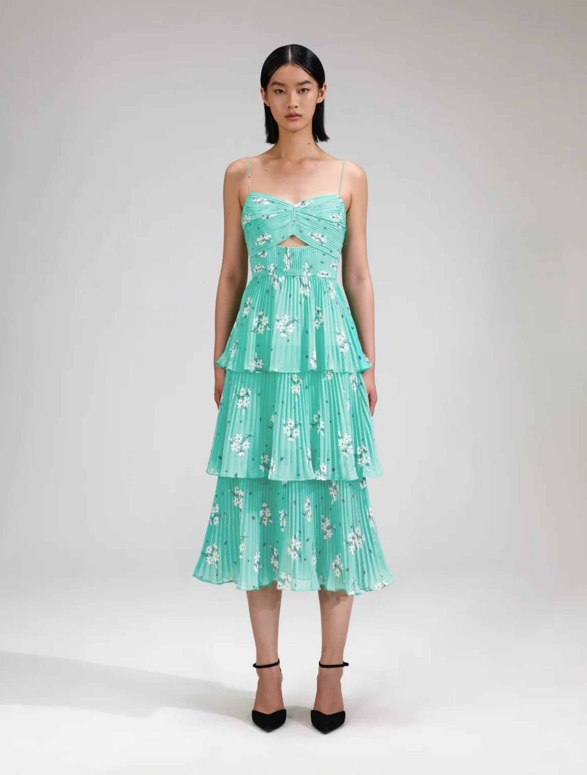Tiered chiffon 2025 midi dress