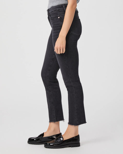 black slim straight leg jeans  side view 