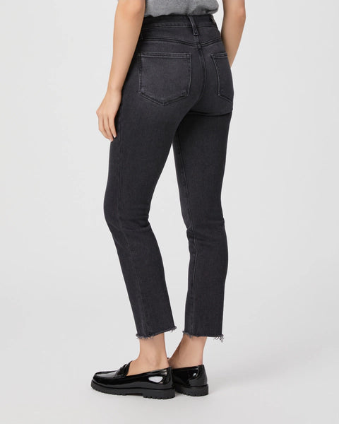 black slim straight leg jeans rear view