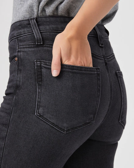 black slim straight leg jeans rear view 