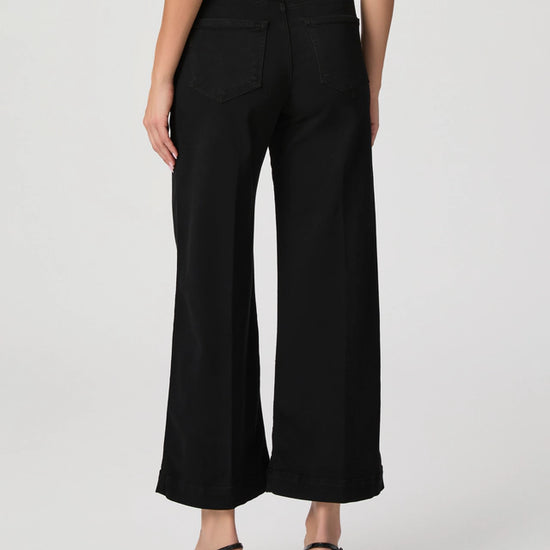 black cropped wide leg jeans model shot rear view 