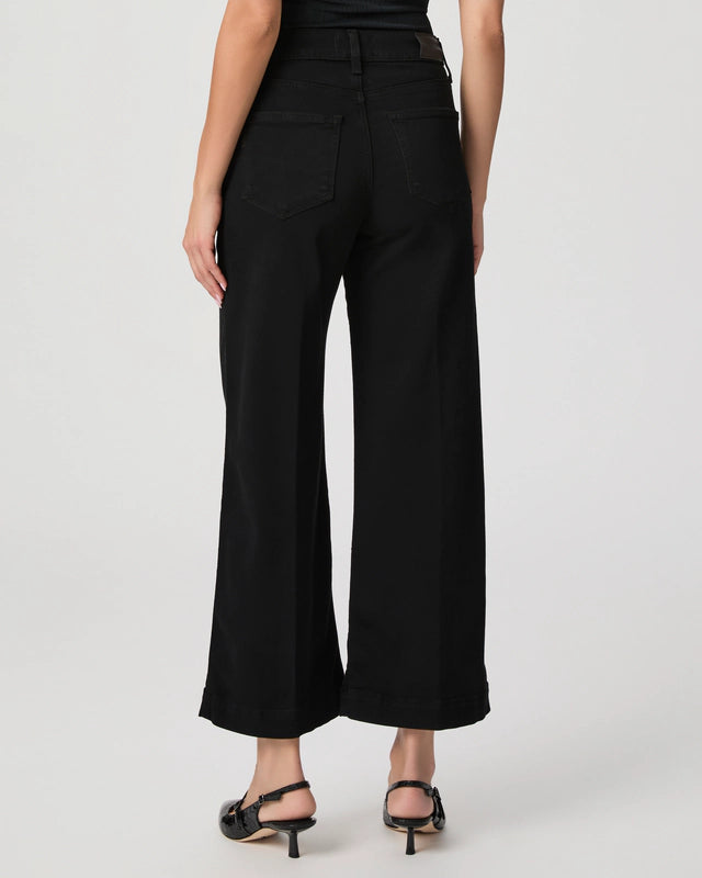 black cropped wide leg jeans model shot rear view 