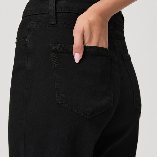 black cropped wide leg jeans model shot rear view 