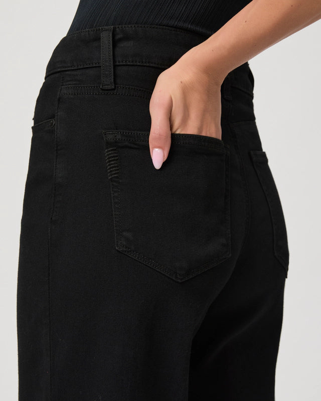 black cropped wide leg jeans model shot rear view 