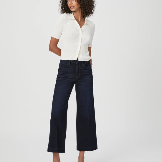 wide leg cropped jeans dark navy 