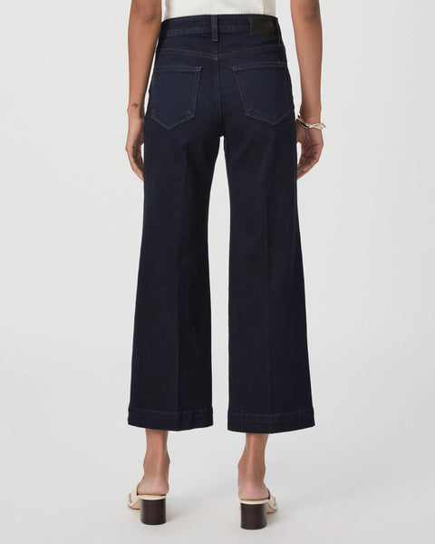 wide leg cropped jeans dark navy  rear view 