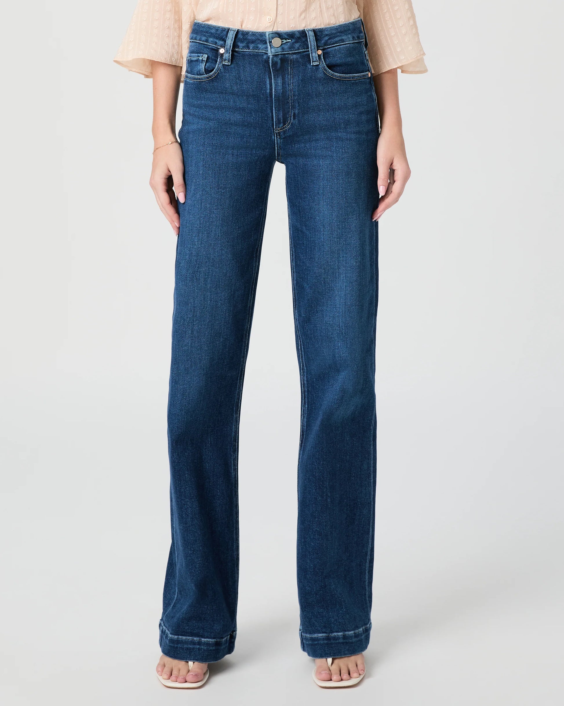 Blue jeans worn with open toe sandal from Paige