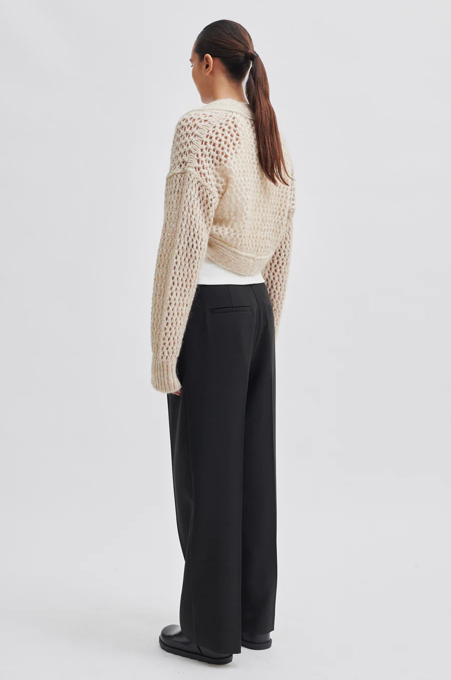 Beige open knit bolero