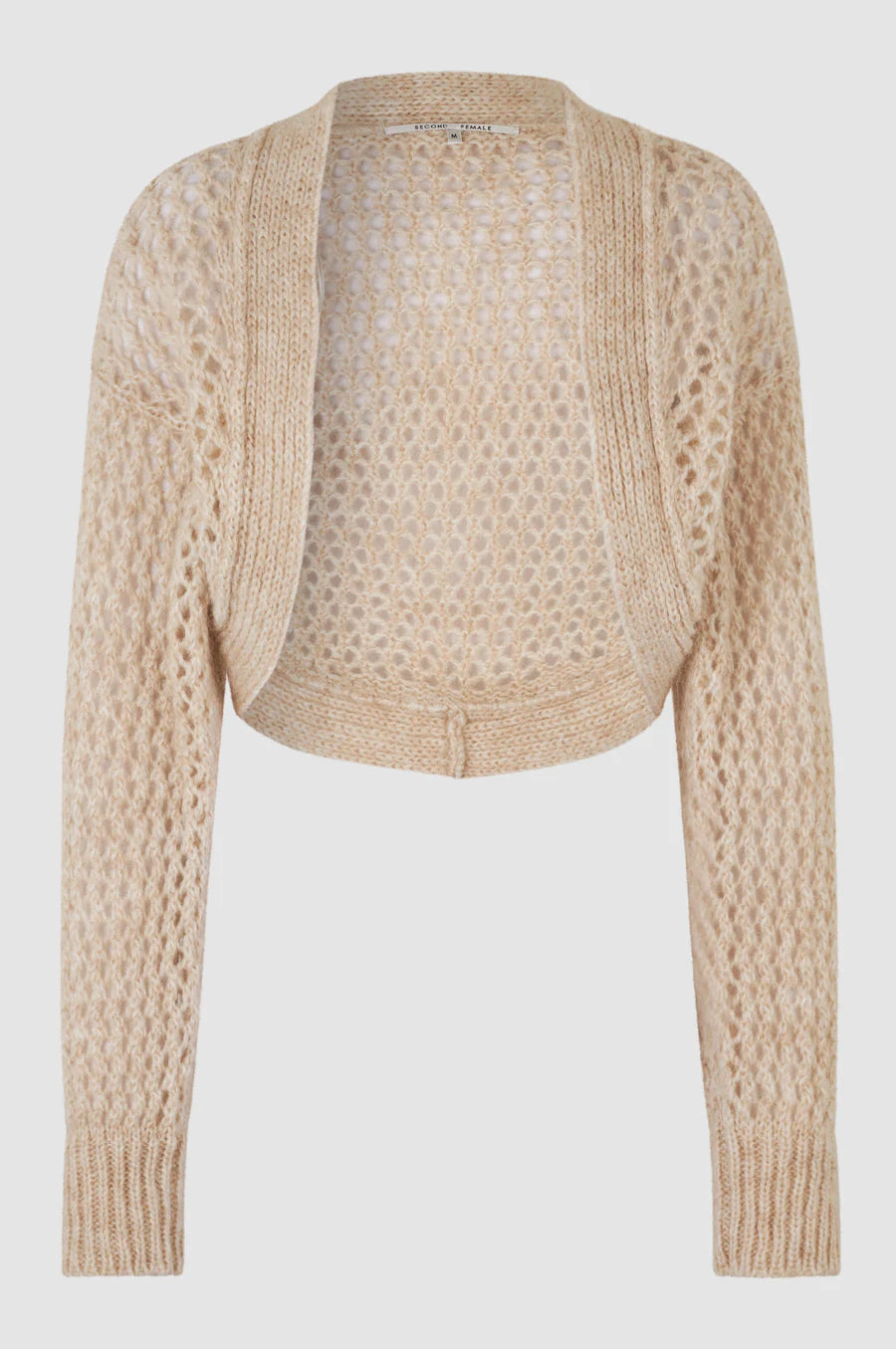 Beige open knit bolero