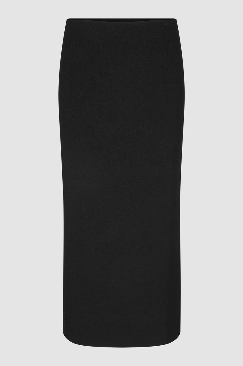 Black ribbed midi skirt
