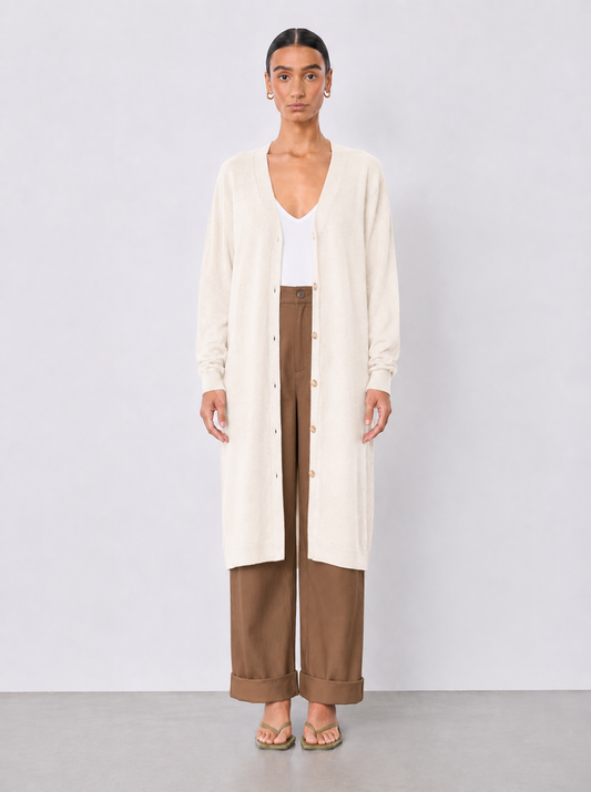 Godie Long Cardigan Ecru