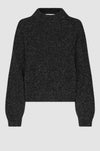 Black sparkly oversized jumper with ribbed neck and cuffs and dropped shoulders