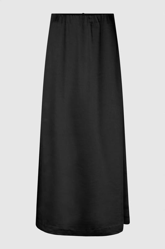 Black satin maxi A line skirt