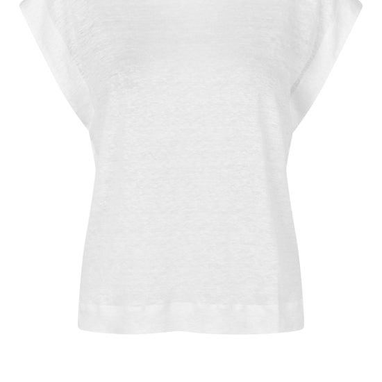 white t-shirt with deep arm holes and round neck