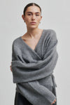 grey v neck wrap cardigan