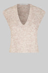 stretchy mohair blend v neck sleeveless vest in sand