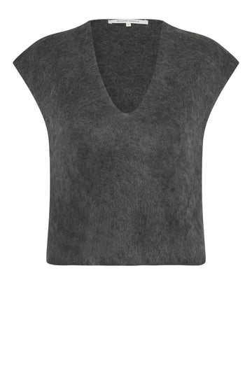 V neck with short grown on sleeves dark grey vest