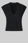 stretchy mohair black vest with v neck