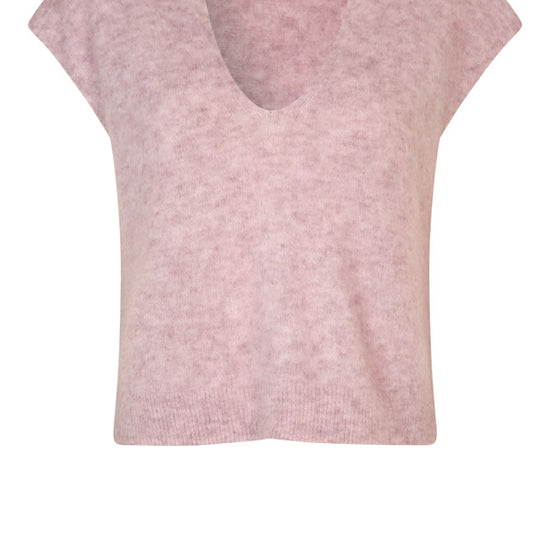 v neck vest with short grown on sleeves in a pink hue