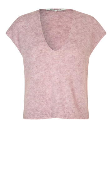 v neck vest with short grown on sleeves in a pink hue