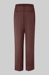 brown silky elasticated waist trousers with side pockets and rear welt pockets  rear view 