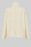 cream turtleneck jumper with fringe and cable detail rear view