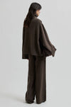 Turtleneck wool mix brown jumper with rib detailing rear view