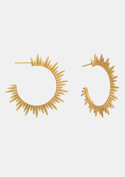 Electric Goddess Statement Hoop Earrings Gold