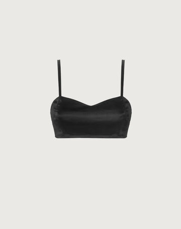 black satin like thin strap bra from me369
