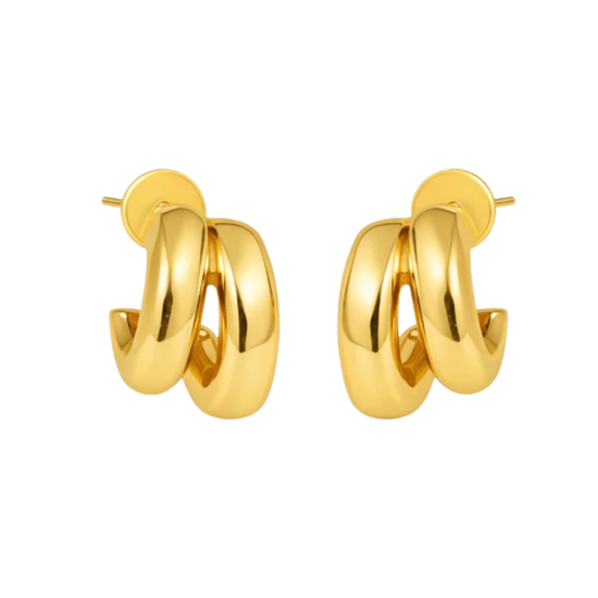 double gold huggie hoop