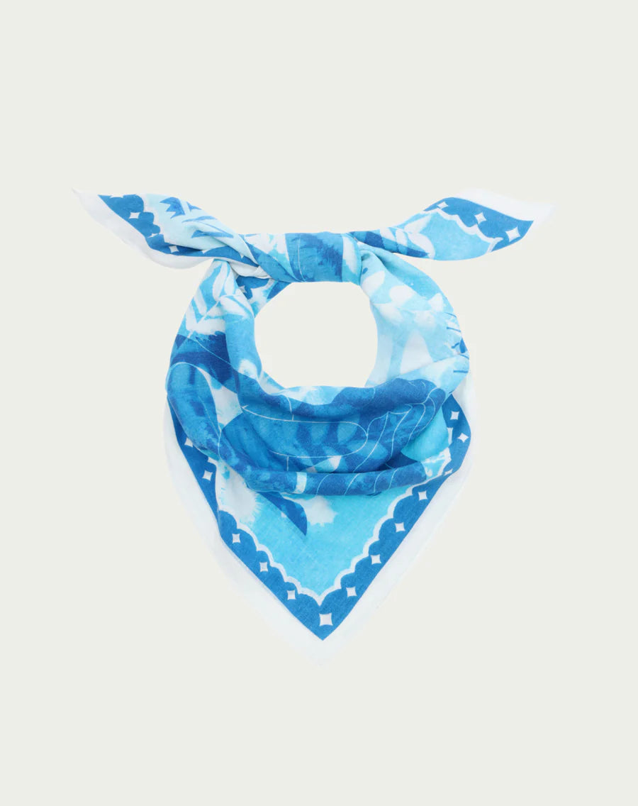 blue print scarf which can be used as a top  