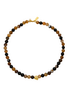 chocolate brown multi stone choker necklace with golden nugget in centre and lobster clasp
