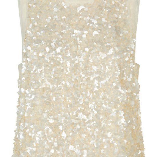 round neck ivory sequin sleeveless top