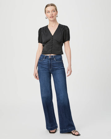 dark blue wide leg high waist jeans